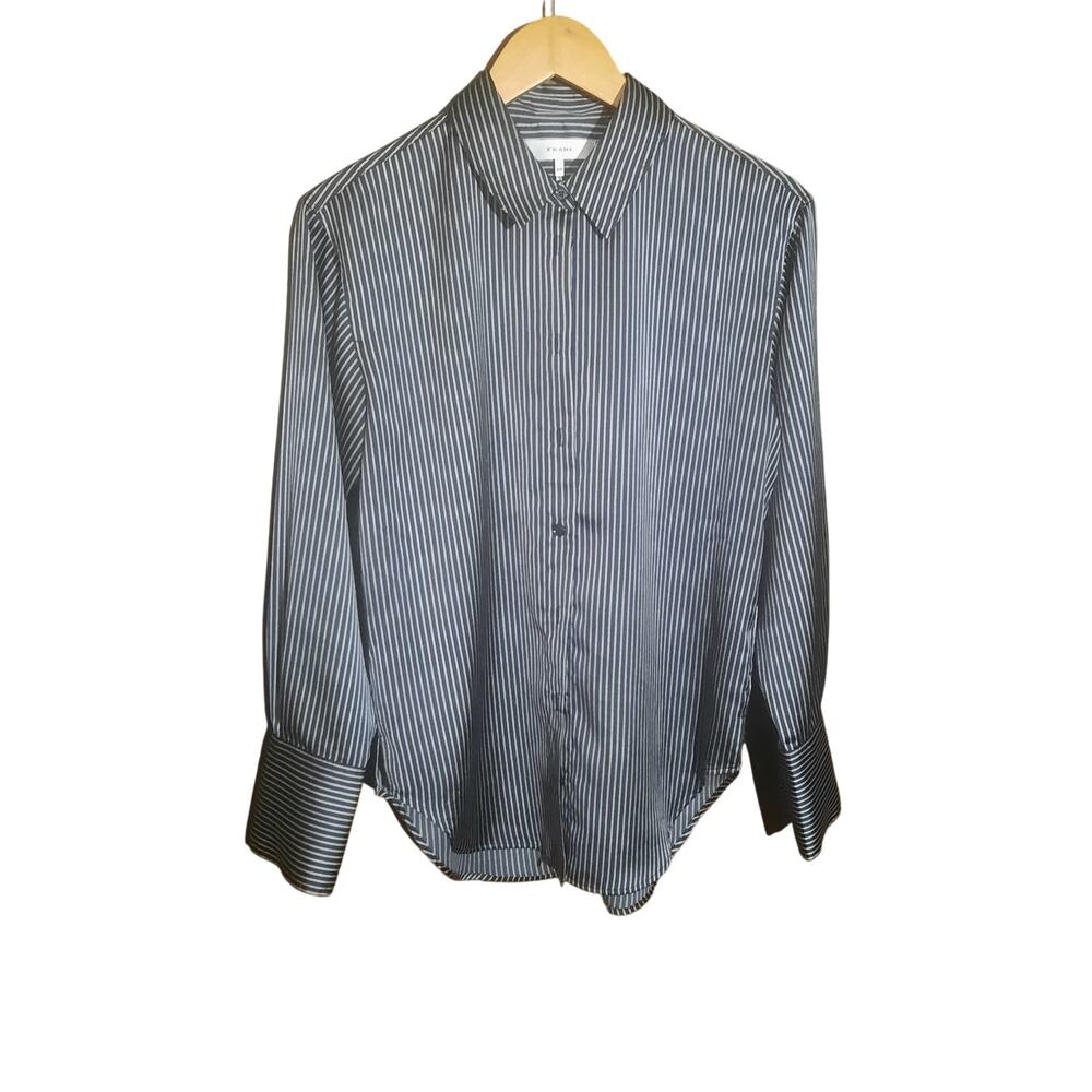 Frame Womens Oversized Black and White Stripe Button Front Shirt Size SP